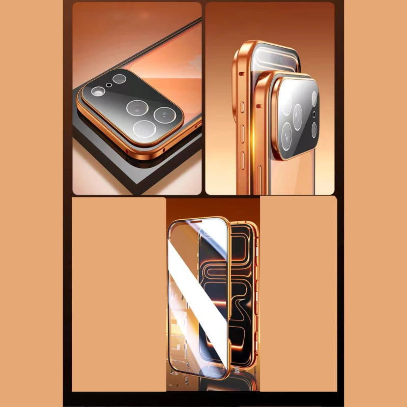 360° Full Protection Metal Magnetic Double-Sided Glass Case