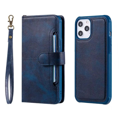 Luxury Magnetic card holder leather wallet case cover for iPhone 14 13 12 11 Blue / iPhone 14 Pro Max - sky-case