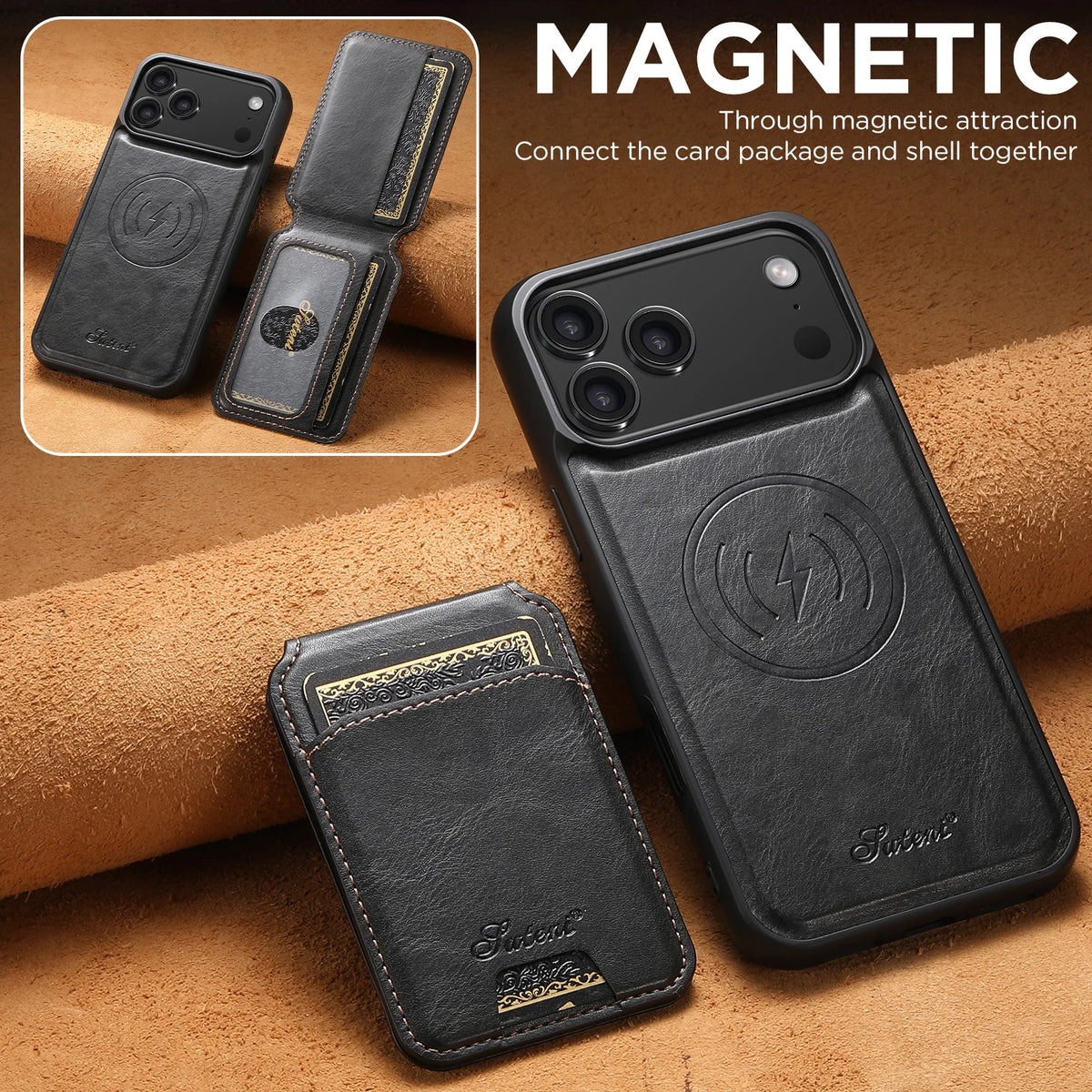 Premium Leather Card Holder Case for iPhone 17 Pro max