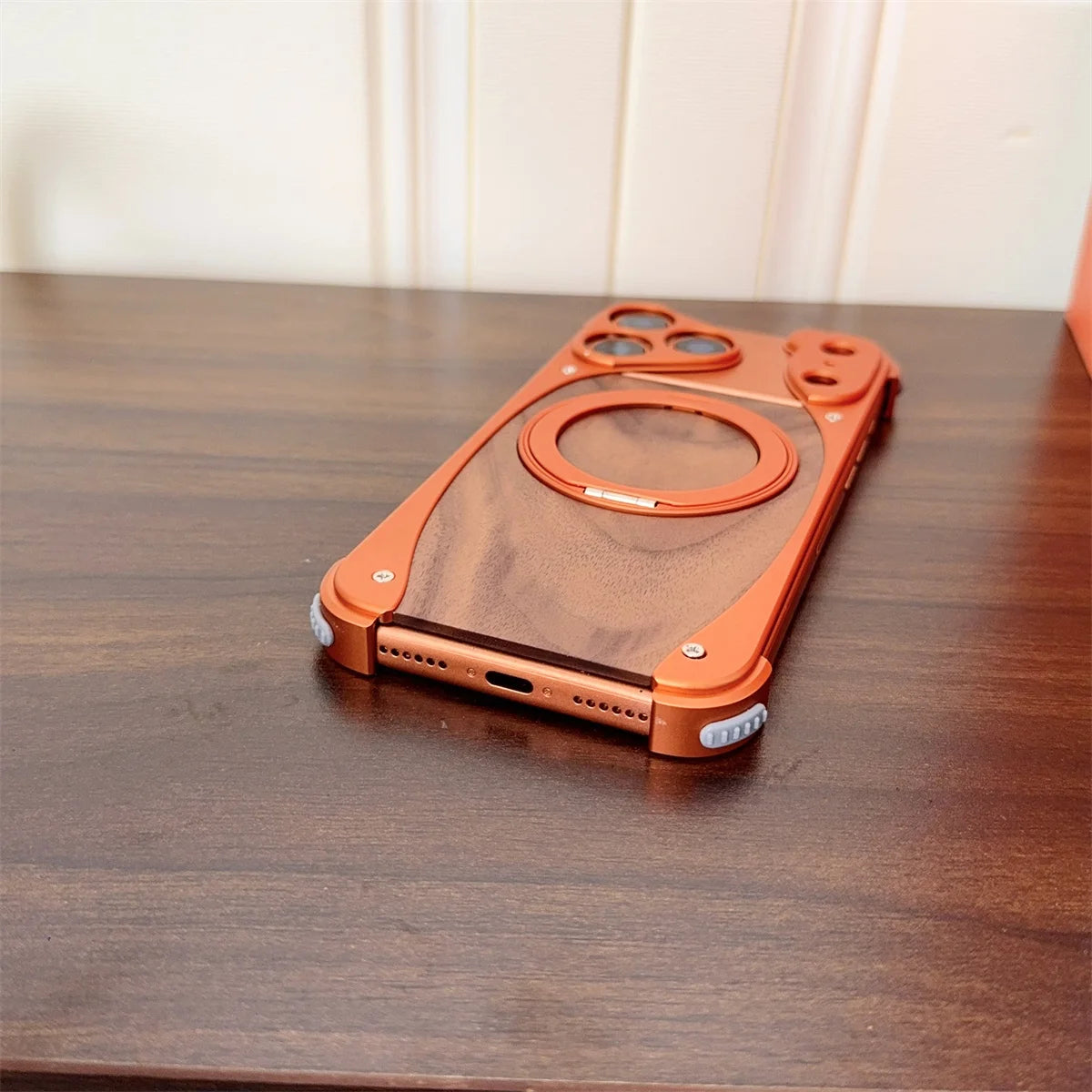 Walnut Wood Magnetic Metal Case - sky-case