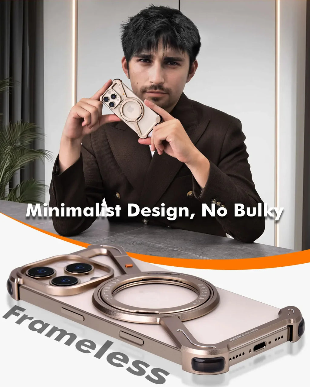Luxury Aluminum Alloy Frame 360° Rotation Shape Metal Holder Phone Cover - sky-case