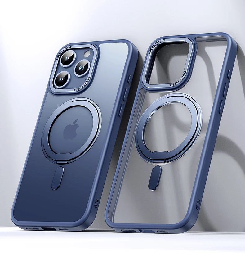Luxury Magnetic Stand 360° Rotation Ring Holder Phone Cover Blue / For iPhone 16 Pro Max - sky-case