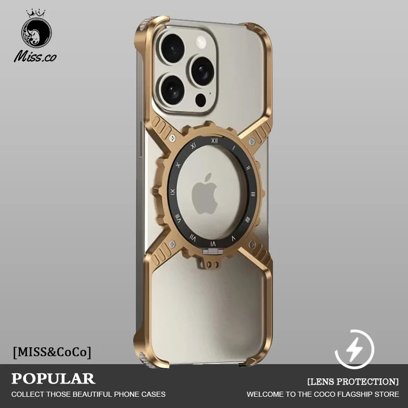Luxury Metal Gear Magnetic Holder Phone Cover - sky-case