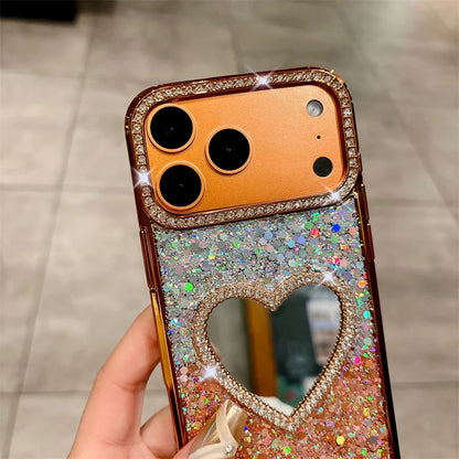 Luxury Diamond Heart Mirror Case - sky-case