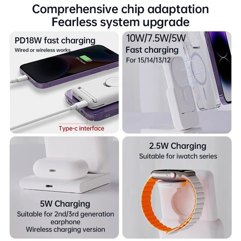 3 in 1 Power Bank Magnetic Folding Stand Charger - sky-case