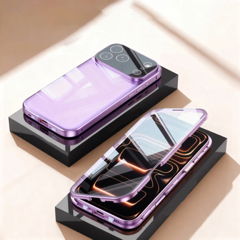 360° Full Protection Metal Magnetic Double-Sided Glass Case