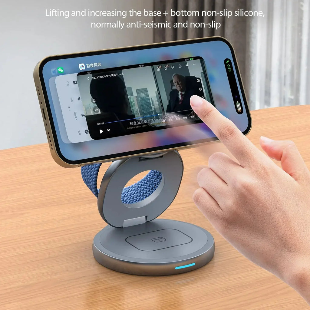 3-in-1 Wireless Charger Magnetic Folding Stand - sky-case