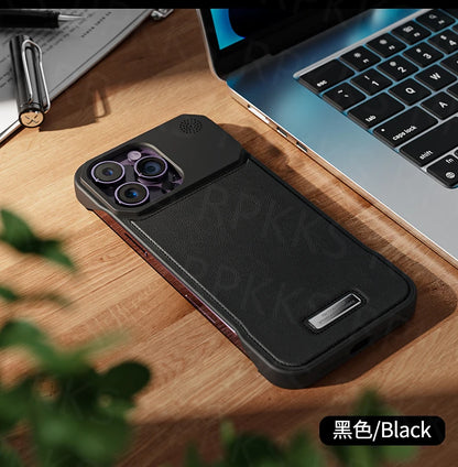 Luxury leather iPhone Case with Frameless Magnetic Cover - sky-case