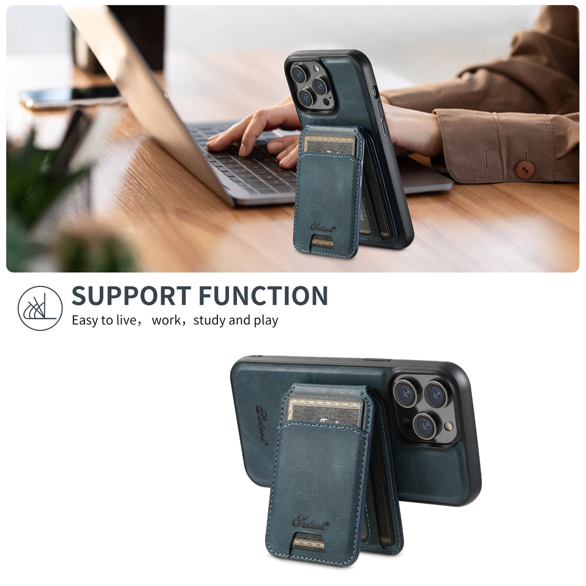 Luxury Magnetic Card Slot Leather Wallet Phone Cover - sky-case
