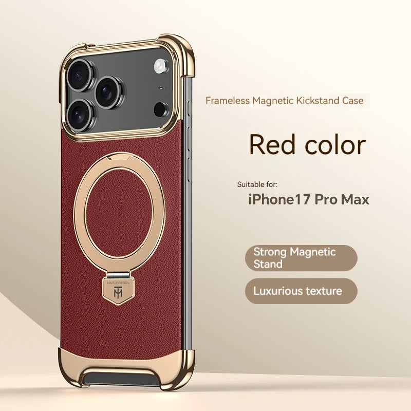 High-End Leather Magnetic Bracket Case - sky-case