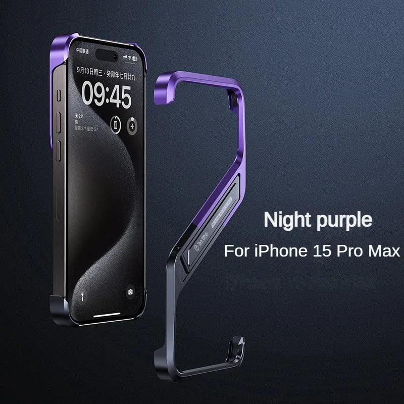Aluminum Stand Phone Cover Black Purple / For Iphone 14 ProMax - sky-case