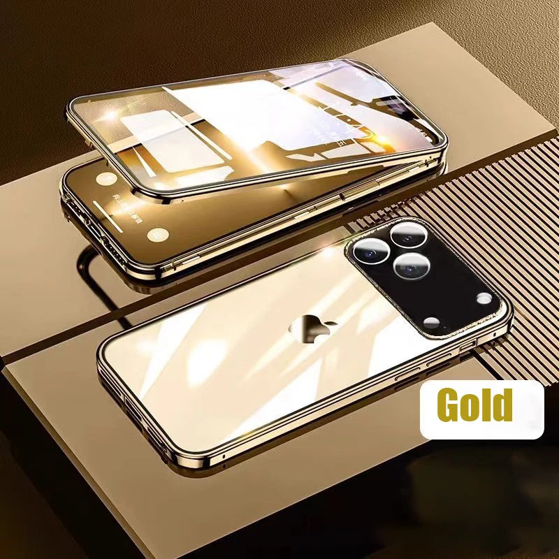 360° Full Protection Metal Magnetic Double-Sided Glass Case