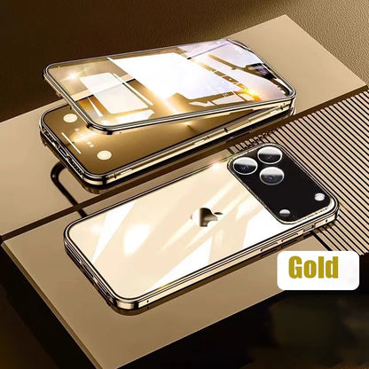 360° Full Protection Metal Magnetic Double-Sided Glass Case