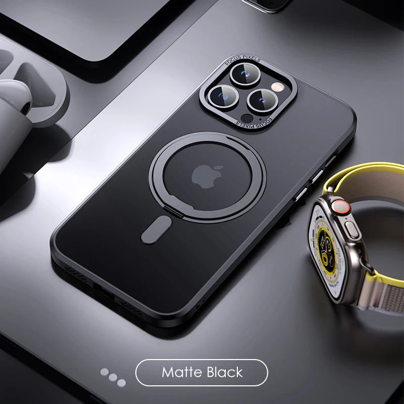 Luxury Magnetic Stand 360° Rotation Ring Holder Phone Cover Black / For iPhone 16 Pro Max - sky-case
