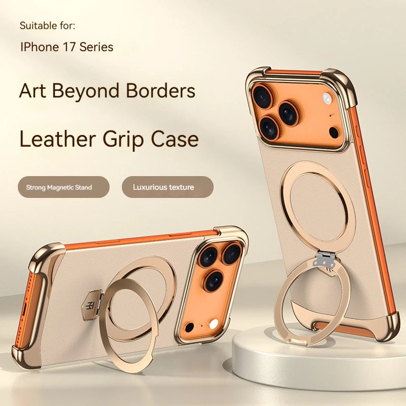High-End Leather Magnetic Bracket Case - sky-case