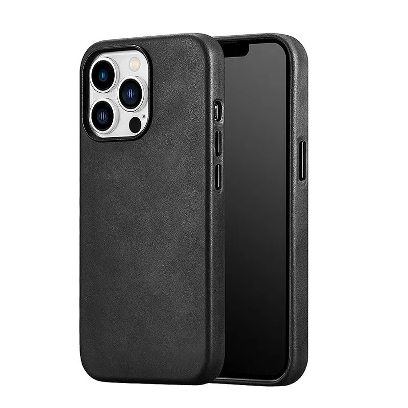 Genuine leather phone case compatible with MagSafe charger - sky case Black / For iPhone 15Pro Max - sky-case