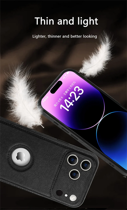 Logo View Luxury Leather Camera Lens Protection Case - sky-case