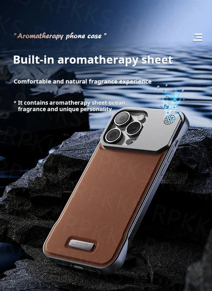 Luxury leather iPhone Case with Frameless Magnetic Cover - sky-case
