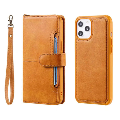 Luxury Magnetic card holder leather wallet case cover for iPhone 14 13 12 11 Yellow / iPhone 14 Pro Max - sky-case