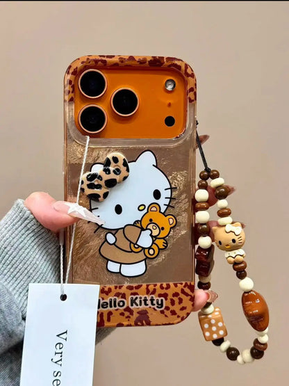Cute Retro Bear Hugging Kitty Phone Case - sky-case