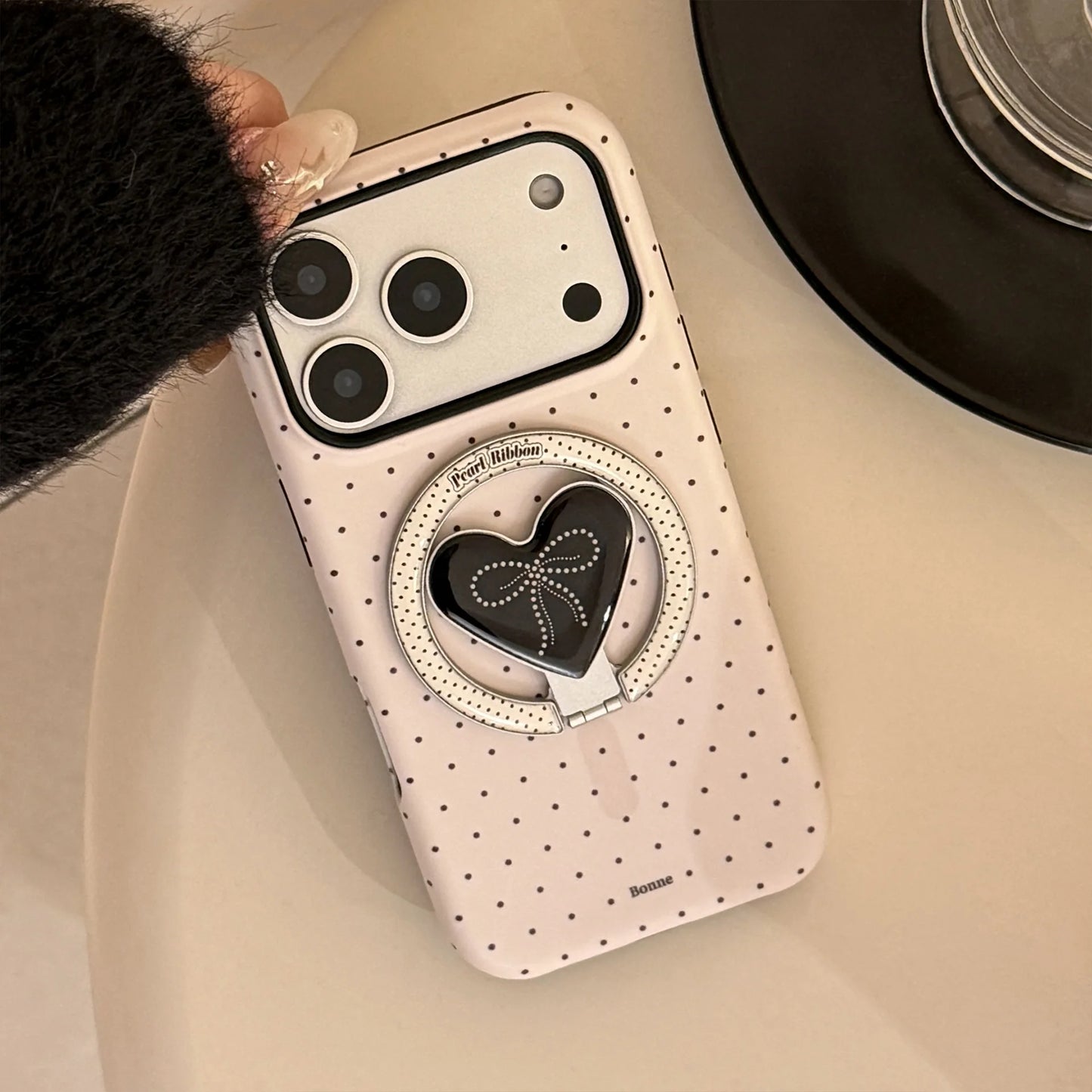 Korean Polka Dot Heart Magnetic Case - sky-case