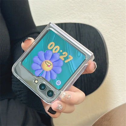 Korean Clear Case for Samsung Z Flip with Hinges and Full Body Protection PC Cover - sky-case