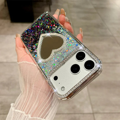 Luxury Diamond Heart Mirror Case - sky-case