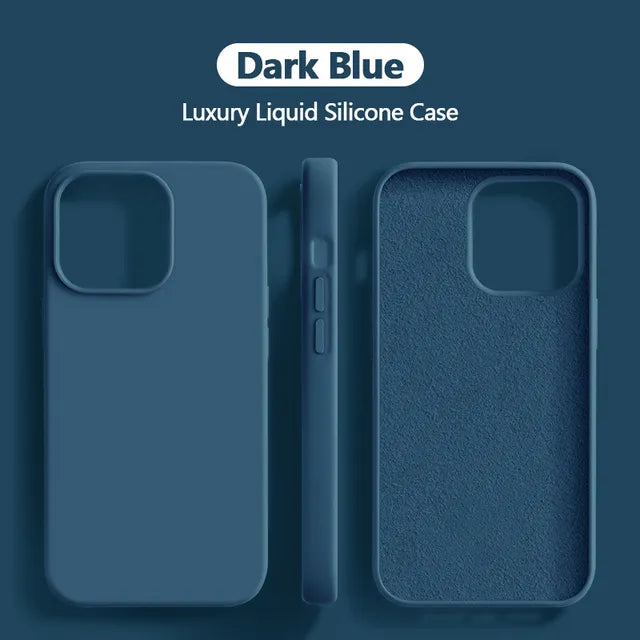 Silicone Case For iPhone 15 14 13 12 11 Pro Max Shockproof Cover Navy blue / For iPhone 15 ProMax - sky-case