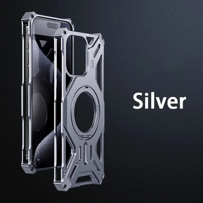 New Anti-Fall Aluminium Phone Cover Silver / For iPhone 15 - sky-case