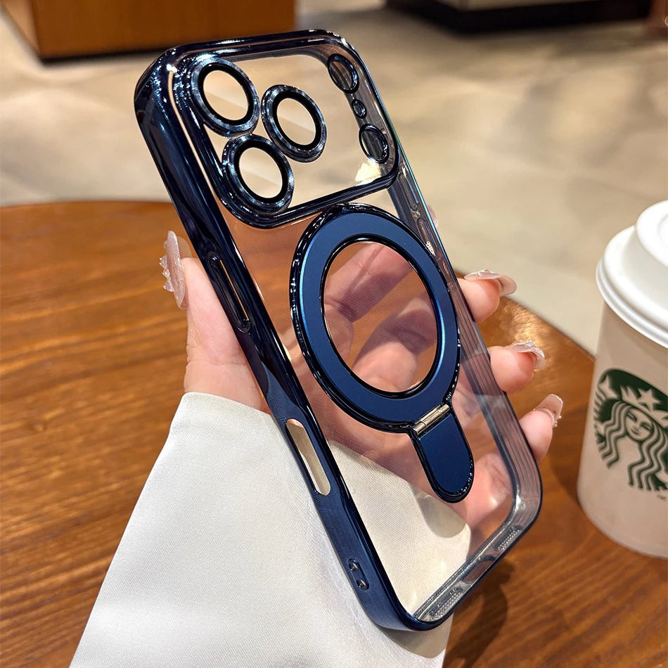 Luxury Plating MagSafe Magnetic Bracket Case - sky-case