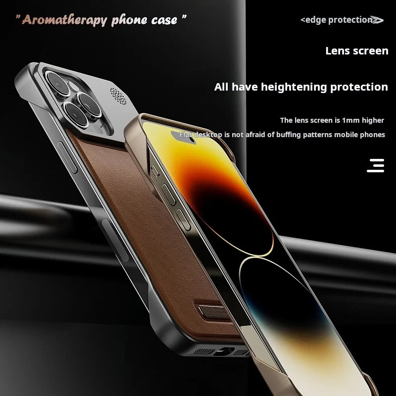 Luxury leather iPhone Case with Frameless Magnetic Cover - sky-case