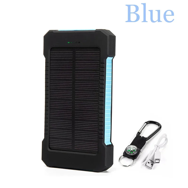 200000mAh Portable Solar Power Bank External Battery Fast Charging Waterproof For All Phones With SOS Flashlight Power Bank Blue / 100000mAh - sky-case