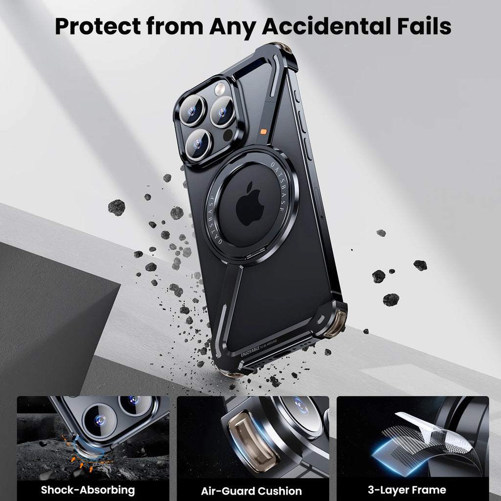 Luxury Aluminum Alloy Frame 360° Rotation Shape Metal Holder Phone Cover - sky-case