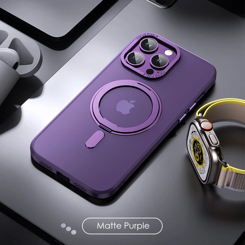 Luxury Magnetic Stand 360° Rotation Ring Holder Phone Cover Purple / For iPhone 16 Pro Max - sky-case