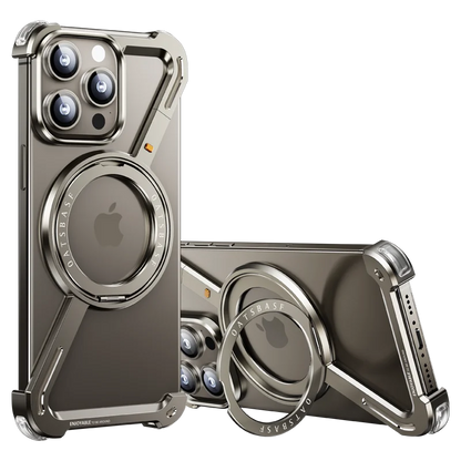 Luxury Aluminum Alloy Frame 360° Rotation Shape Metal Holder Phone Cover Titanium / For iPhone 15 / Aluminum - sky-case