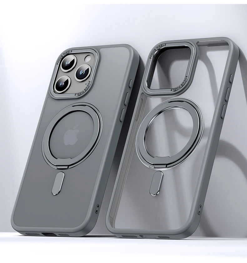 Luxury Magnetic Stand 360° Rotation Ring Holder Phone Cover Grey / For iPhone 16 Pro Max - sky-case