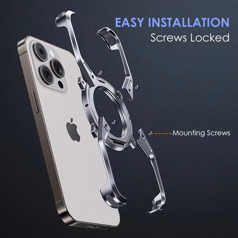 Magnetic Rimless Titanium Metal Aluminum Phone Cover - sky-case