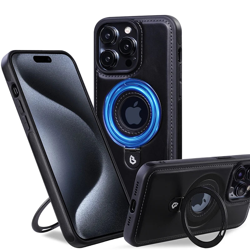 Leather Case for All iphone Compatible with MagSafe wireless charging - SKY CASE Black / For iPhone 15Pro Max - sky-case