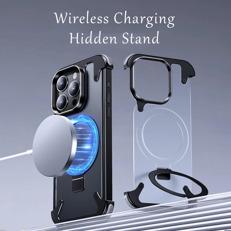 Luxury Metal case magnetic stand Matte Phone Cover - sky-case