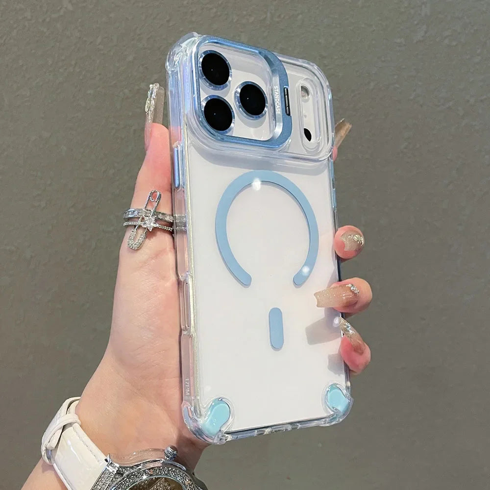 Magnetic Clear Stand Case for iPhone 17 Pro Max 17 Pro 17 Air - sky-case