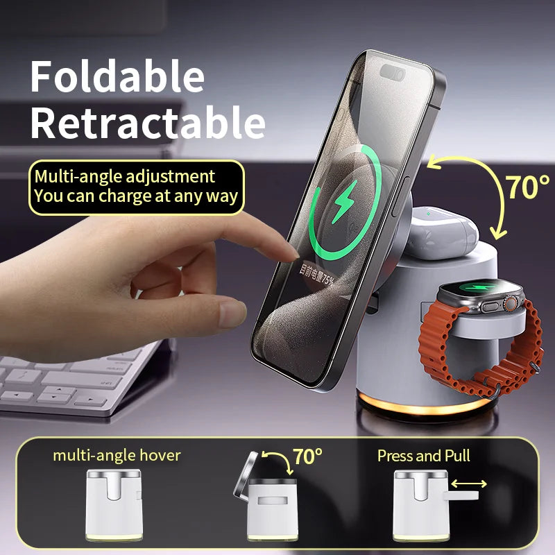 Foldable 3-in-1 Magnetic Charger – 15W Fast Charging - sky-case