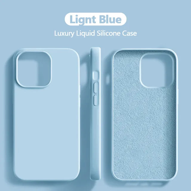 Silicone Case For iPhone 15 14 13 12 11 Pro Max Shockproof Cover Light blue / For iPhone 15 ProMax - sky-case