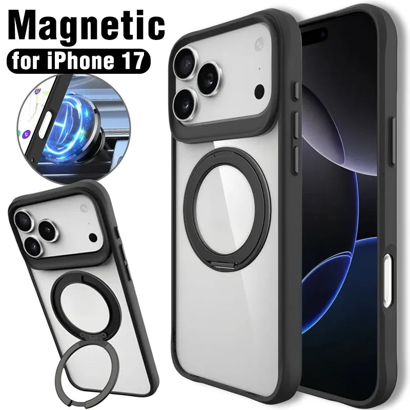 MagSafe Magnetic Case with Finger Ring for iPhone 17 with Shock-Absorbing Back Cover - sky-case