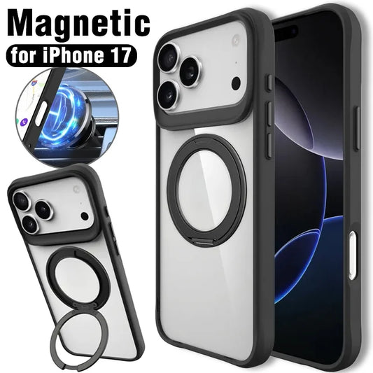 MagSafe Magnetic Case with Finger Ring for iPhone 17 with Shock-Absorbing Back Cover - sky-case