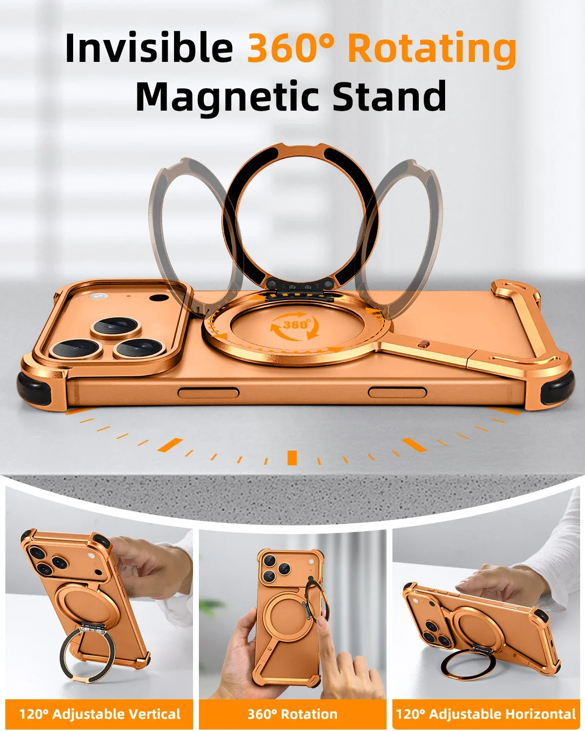 Luxury Frameless Metal Ring Stand Case – Slim & Shockproof