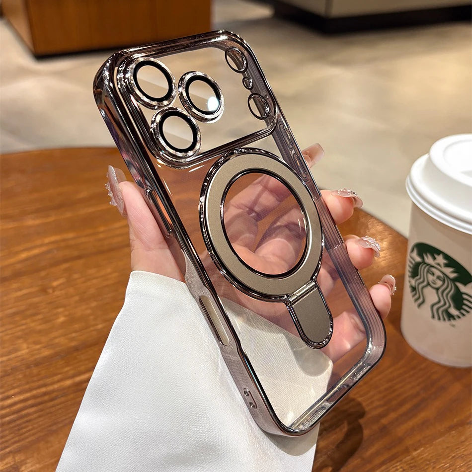 Luxury Plating MagSafe Magnetic Bracket Case - sky-case