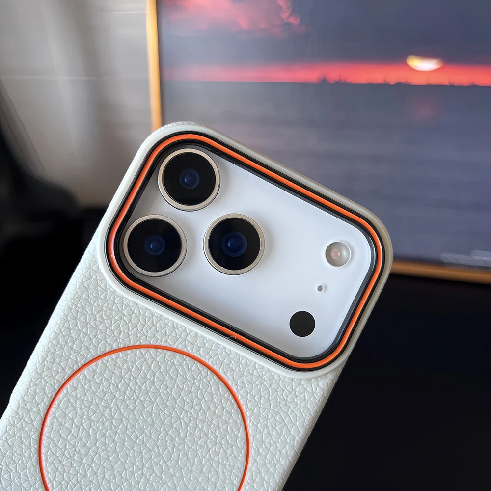 Luxury Leather Magnetic Case with Polished Lychee Pattern - sky-case