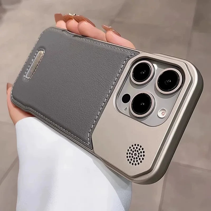 Luxury leather iPhone Case with Frameless Magnetic Cover - sky-case