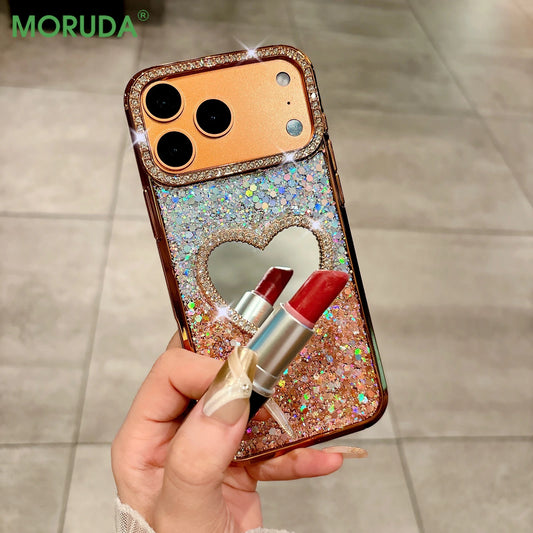 Luxury Diamond Heart Mirror Case - sky-case