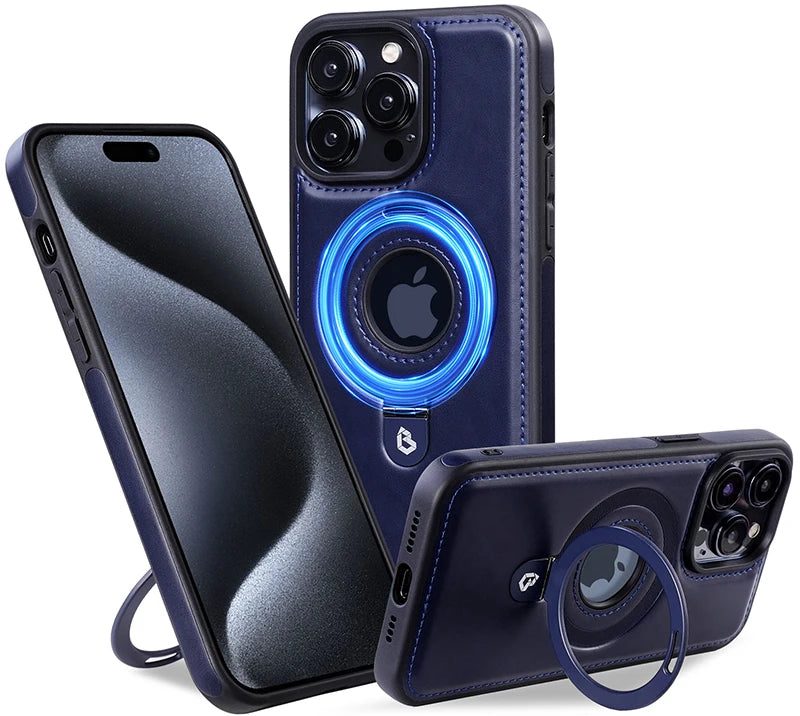 Leather Case for All iphone Compatible with MagSafe wireless charging - SKY CASE Blue / For iPhone 15Pro Max - sky-case